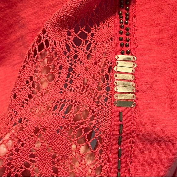 GIMMICKS BY BKE tank top size small cotton lace embellished back cutout - Picture 5 of 12